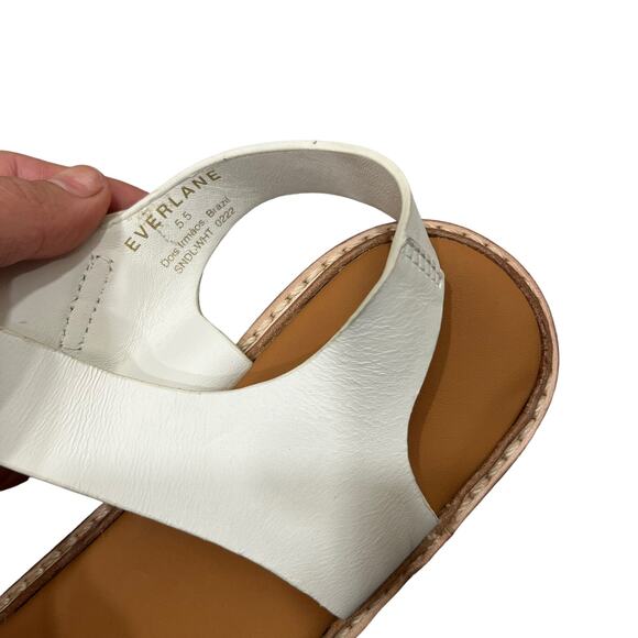 EVERLANE The Twin Buckle Sandal White Adjustable Flat Heel Leather 5.5 NEW - Picture 7 of 7